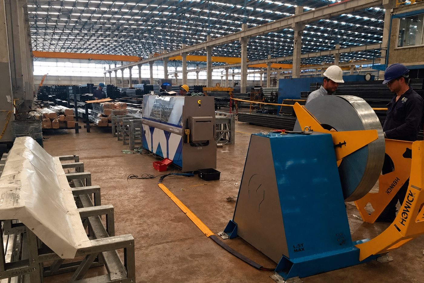 Cold-formed steel profiles and trusses during assembly of a steel framing structure
